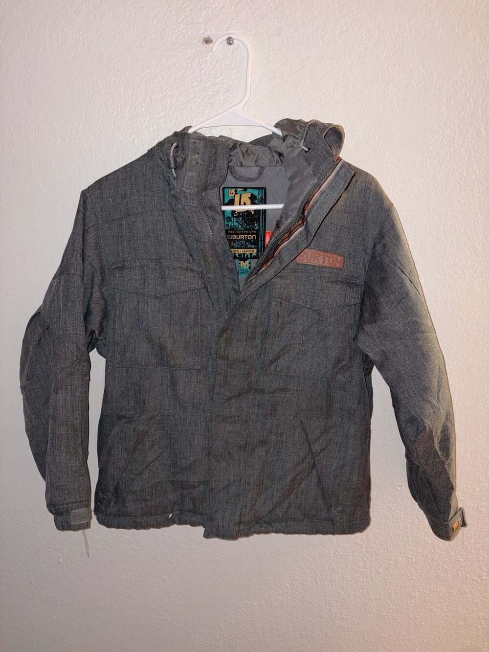 Kids Burton Gray Snowboard Jacket Size Medium